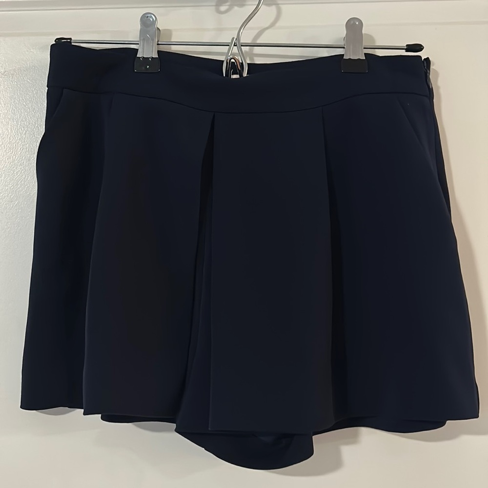 Skies Are Blue High Waisted Navy Blue Trouser Shorts. Size Small.